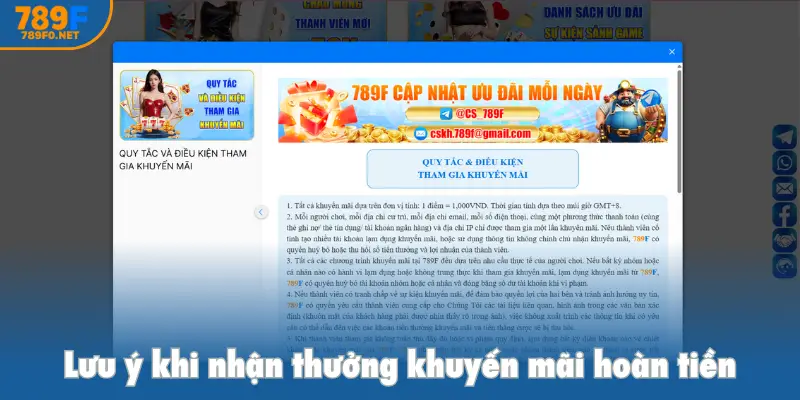 Lưu ý khi nhận thưởng khuyến mãi hoàn tiền